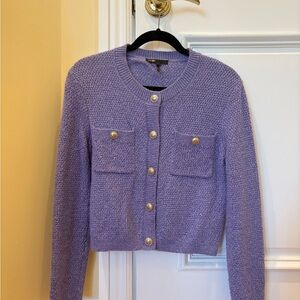 Maje Lavender Cardigan with Gold Buttons